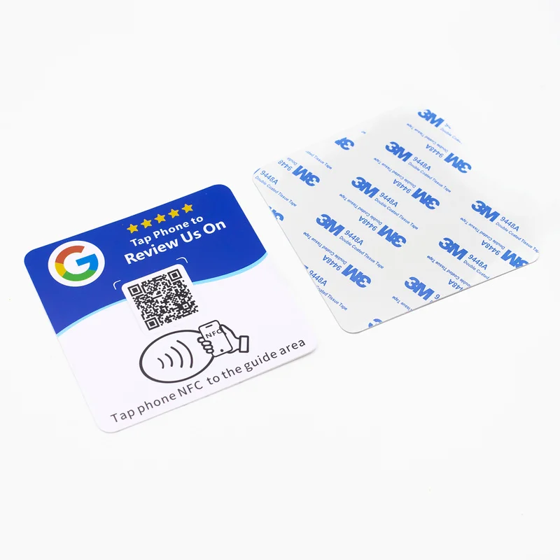 NTAG215 Google Review NFC Sticker 13.56MHz Tap To Review Editable Dynamic QR Code Ultra Thin 0.2cm For Customer Feedback