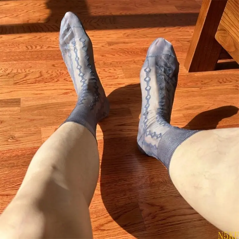 

N5KF Men Dress Socks Nylon Ankle Socks Business Socks Soft Lightweight Socks Breathable Calf Socks Work Trouser Socks
