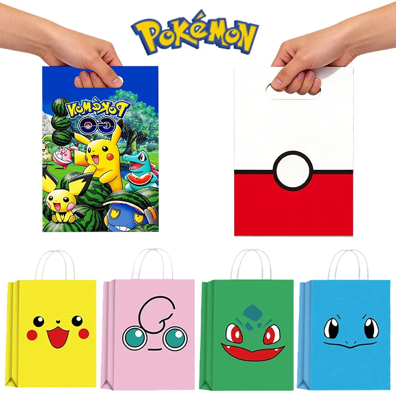 Sac cadeau d'anniversaire Pokémon, sac de bonbons Pikachu, sac de gages, fournitures de décoration de fête d'anniversaire Pokémon, sacs cadeaux pour friandises