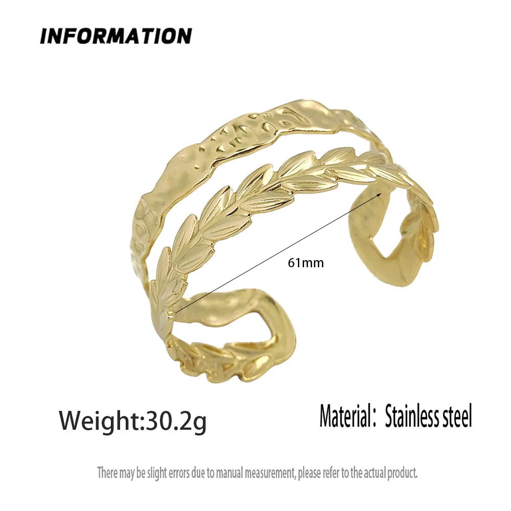 Exaggerated solar leaf stainless steel bracelet, waterproof and non-fading women's bracelet, wedding party jewelry