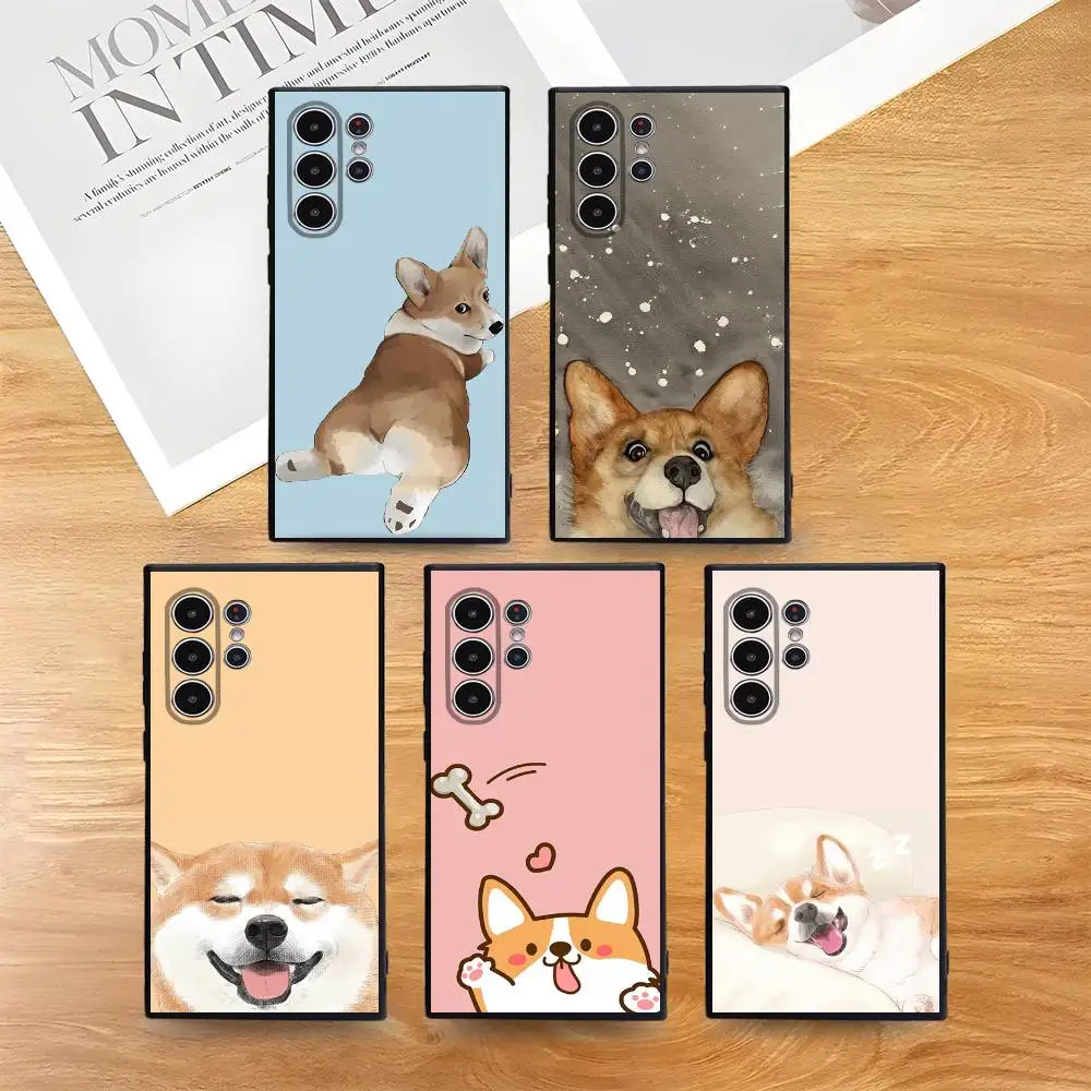 

Cute And Funny Corgi Dog Phone Case For Phone S Series S21 S22 S23 S24 S25 FE Plus Ultra TPU Soft To Skin-friendly Case