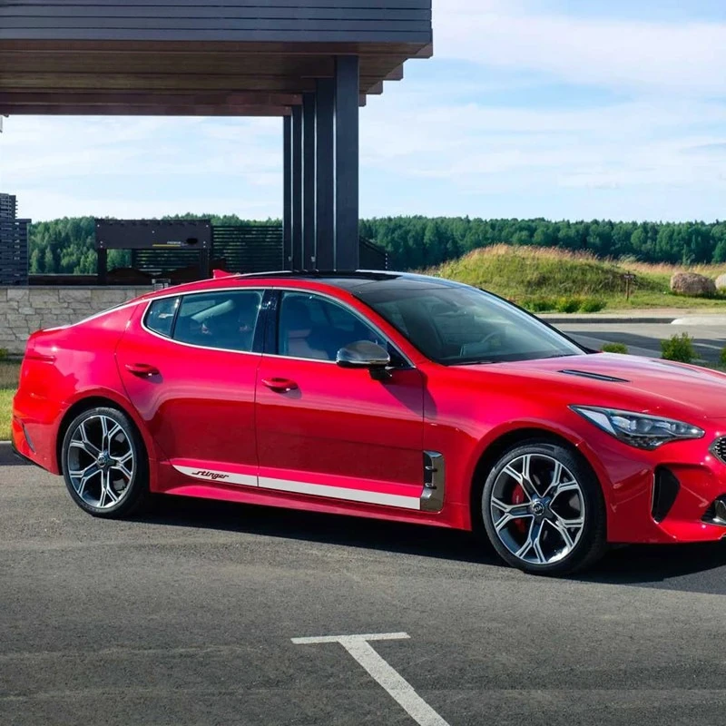 2 قطعة باب السيارة الجانب تنورة ملصق لكيا ستينغر السيارات الجسم ديكور ملصق حائط من الفينيل سباق الرياضة المشارب اكسسوارات السيارات