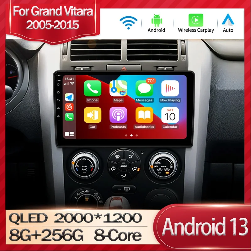 

Android 13 For Suzuki Grand Vitara 3 2005-2015 Car Radio Stereo Screen Multimedia Player Navigation GPS Autoradio Head Unit DSP