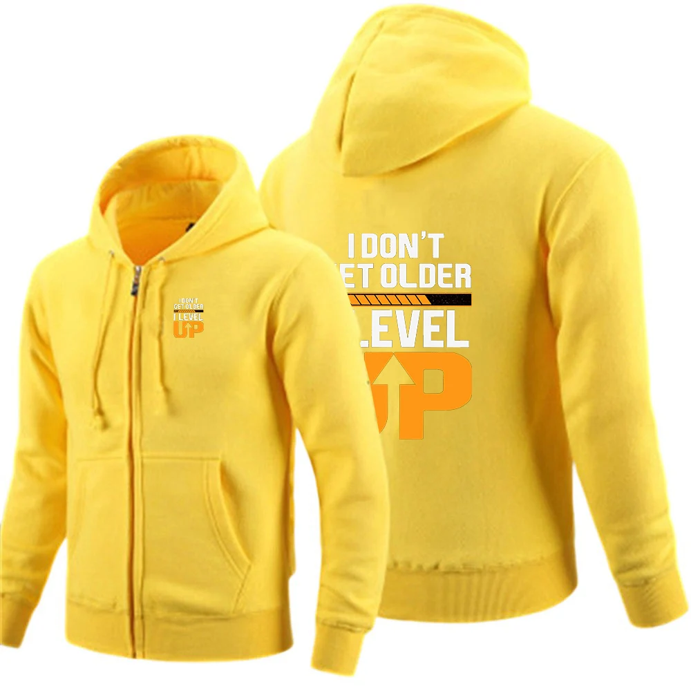 2025 Men's Drawstring Hoodies Spring And Autumn I Don't Get Older I Level up Logo Print Versatile Understated Luxury Coat view 3