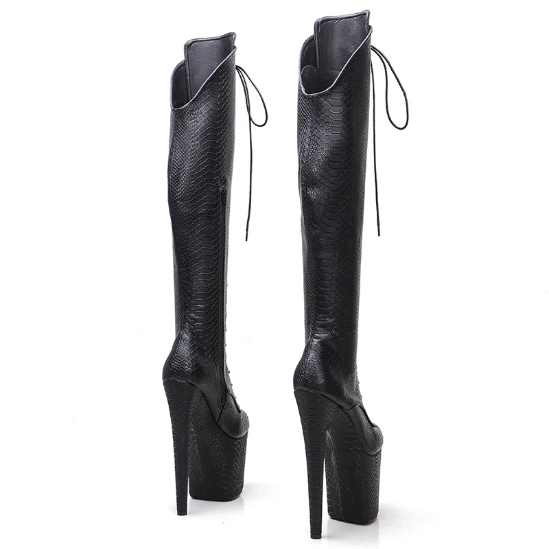 Leecabe  20CM/8inches new design super high heel  platform boots model nightclub  knee high boots 5B