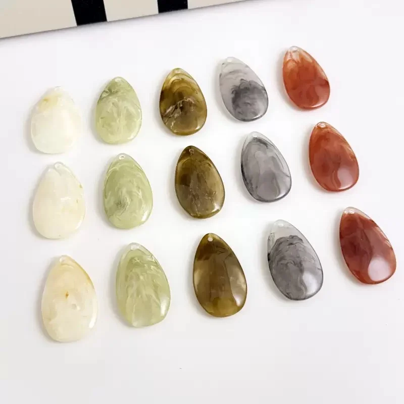 

Оптовая продажа, 50 шт./лот, цвет, эффект размытия, принт, геометрия, форма капли воды, смоляные бусины с отверстием, ювелирные изделия своими руками, аксессуары для одежды