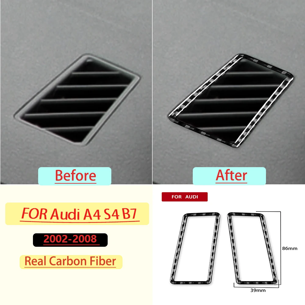 Real Soft Carbon Fiber For Audi A4 S4 B7 2002-2008 Car Defogging Vent Trim Customizable Car Sticker Interior Accessories