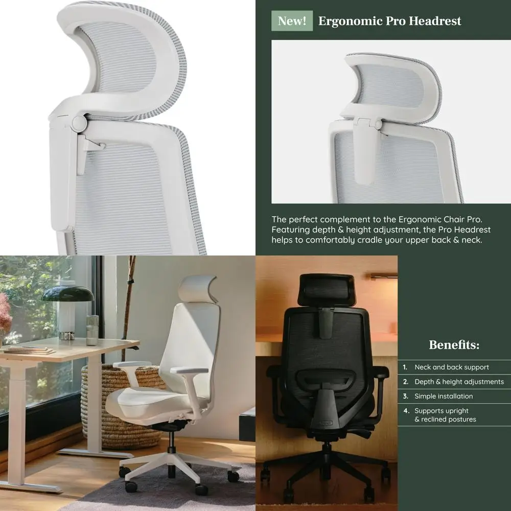 

Ergonomic Adjustable Headrest for Enhanced Comfort and Support - Mineral-Colored Chair Attachment