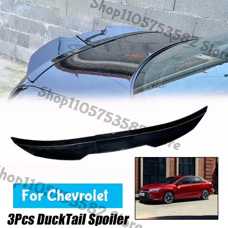 3Pcs Ducktail High Kick Trunk Spoiler For Chevrolet Universal Rear Boot Wing For Multi Models Car