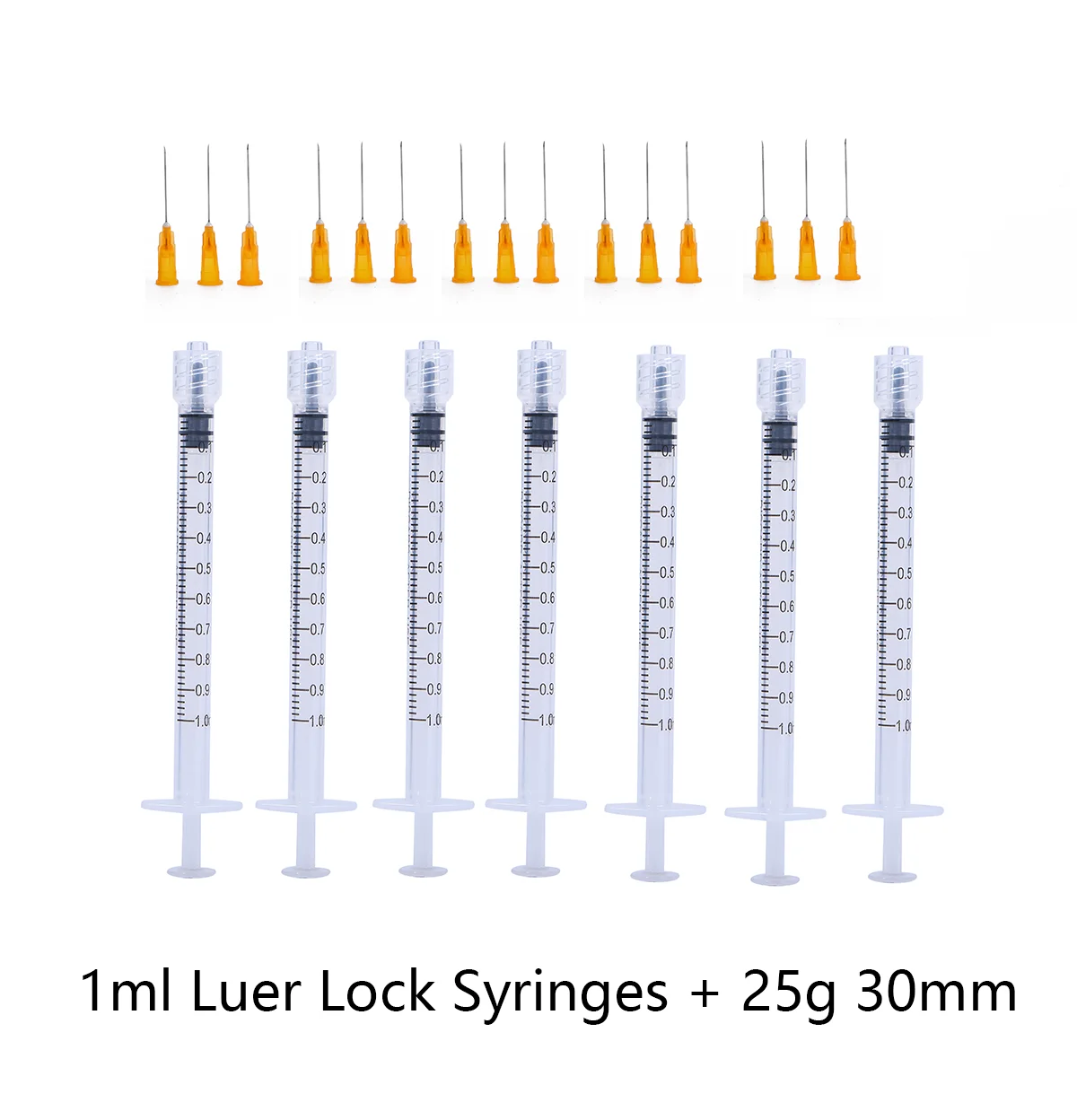 1ml Luer Lock Syringes+34G4mm 32G 30G29G 26G25G23G21G Injection Needles Injection Tool Sharp Pointed Needles Disposable Needle