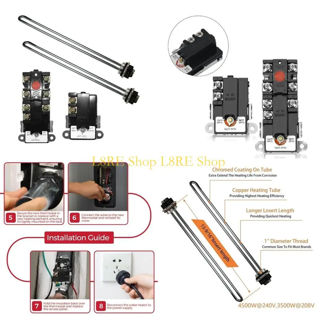 

L8RE 4500W 240V Water Heater Upper Thermostat Lower Thermostat Protective