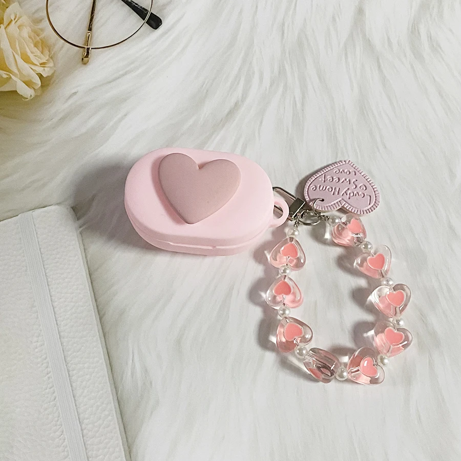 For Redmi Buds 4 lite Case Cute Love Earphone Silicone Cover  redmi buds 4lite cover with WristChain Lanyard Case Fundas