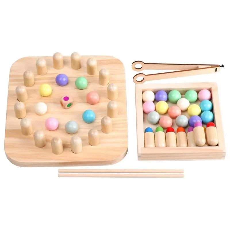 

Wooden Memory Chess Game Clip Beads Educational Toys kids gift Practice Chopsticks Memory Brain Training wood toy