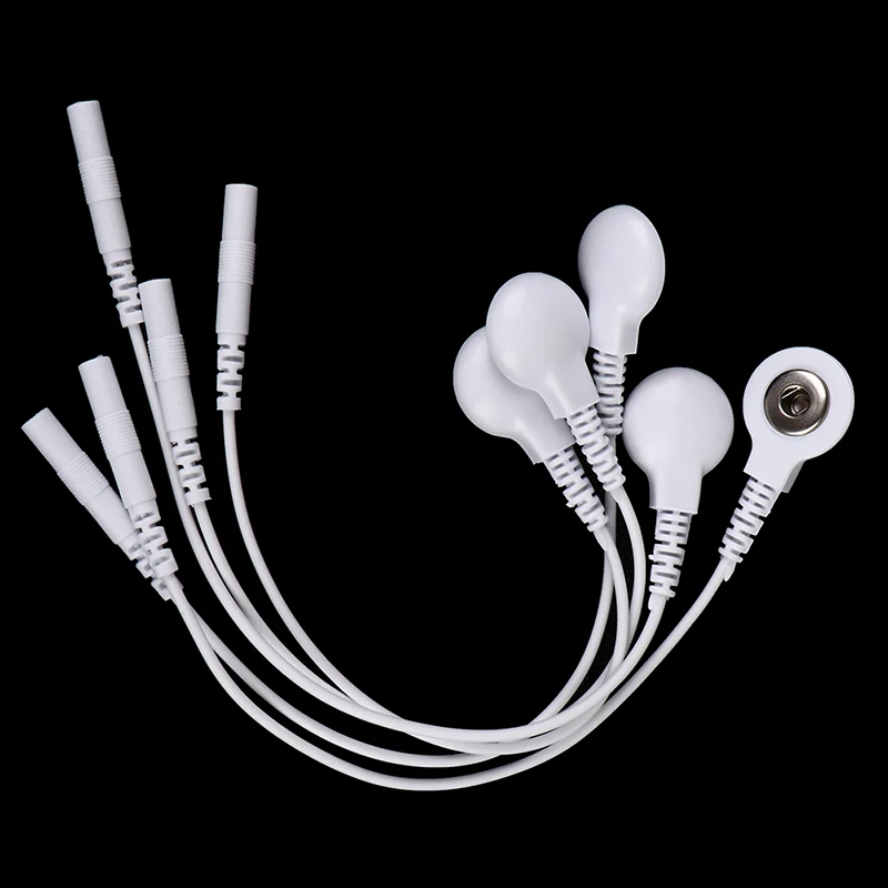 5 Pieces Lead wire cable  Adapter Tieline Short Cables Electrode Wires With Snap 3.5mm Plug Hole 2.0mm For Massager Machine Use