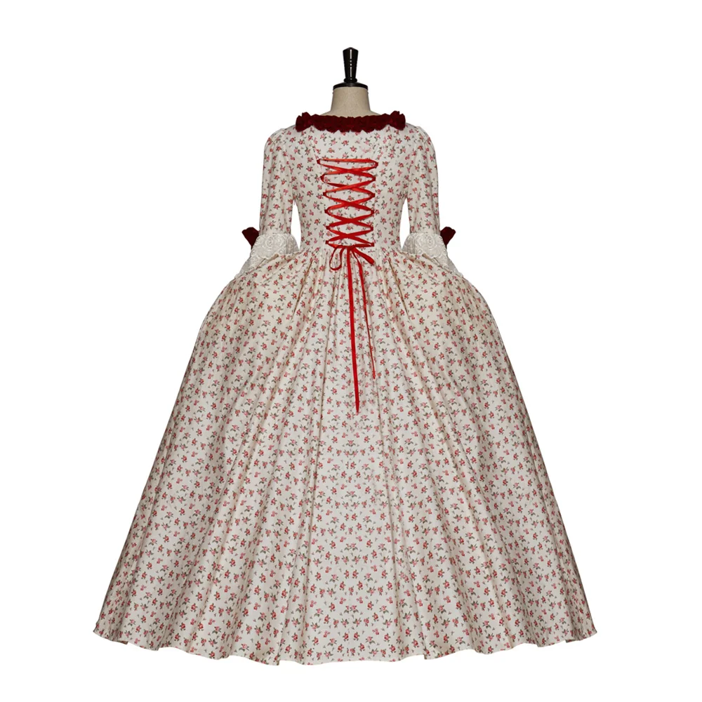 

18th Century Rococo Noble Marie Antoinette Floral Dress Victorian Ball Gown Medieval Costume