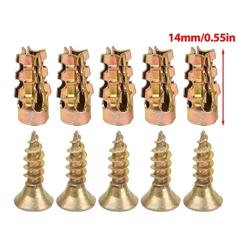 6*14mm gezahntes Expansionsrohr-Schraubenset, Türscharnier-Reparatur-Befestigungsschraube, Gewinde-Wandanker, Schrankbefestigungen für Beton und Trockenbau – Detail 10