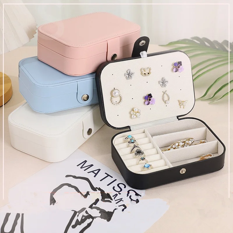 

High-Quality PU Leather Rounded Snap Jewelry Storage Box Ring Earrings Necklaces Pendants Bracelets Jewelry Display Prop