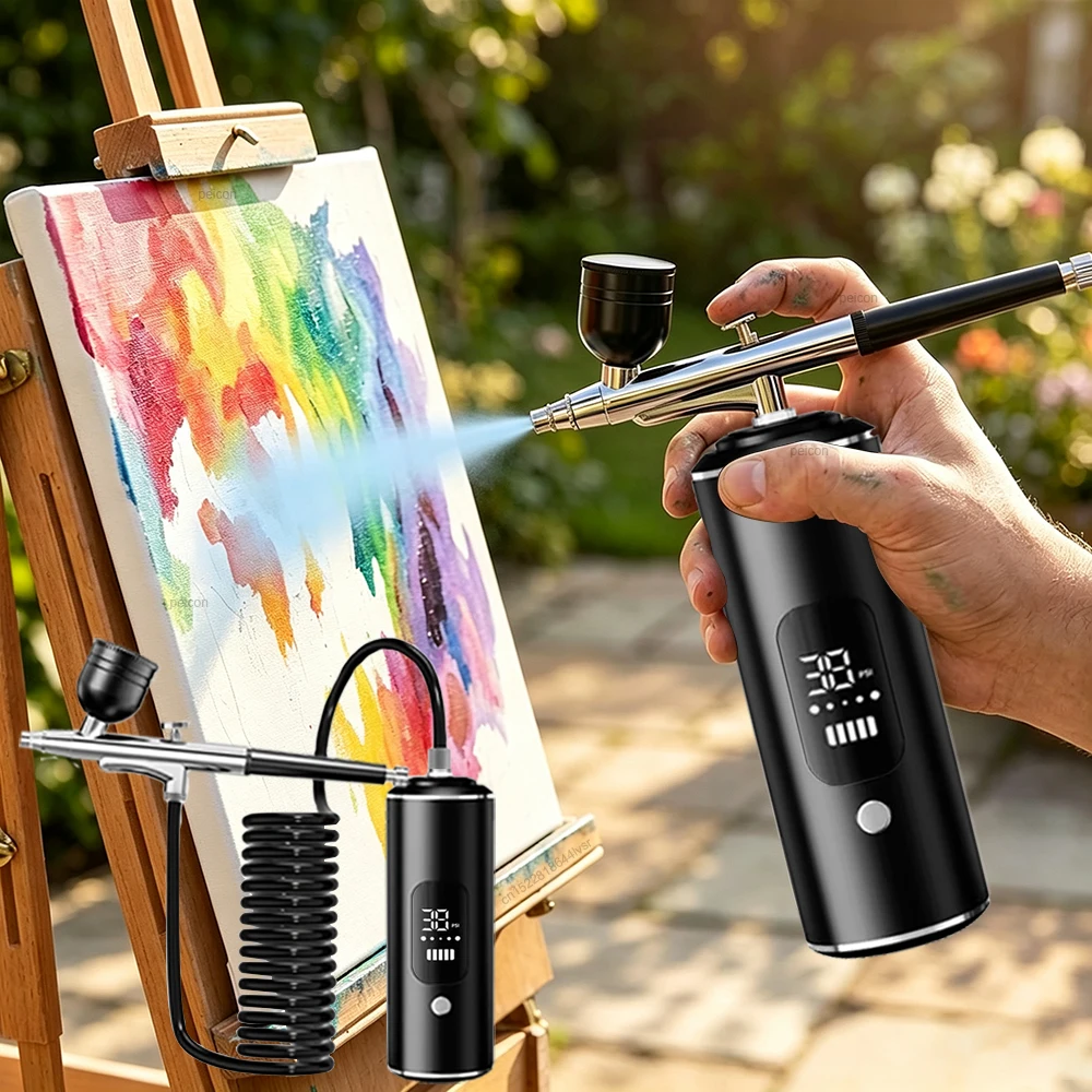 Airbrush with Compressor Portable Mini Spray Gun for Painting Modeling Nails Wireless Paint Spray Gun Airbrush with Compressor