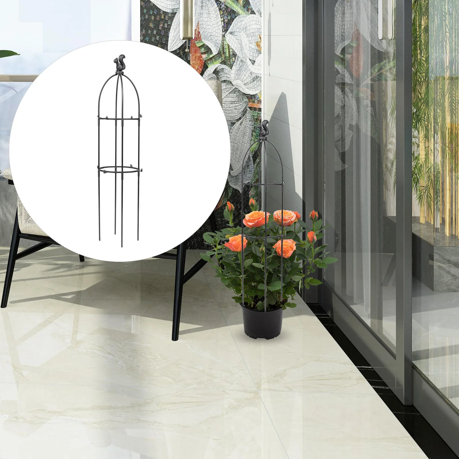 

Sturdy Plant Support Trellis 95CM 120CM 145CM Black Fiberglass Rod for Climbing Plants Garden Supplies Arbors Trellis Outdoor