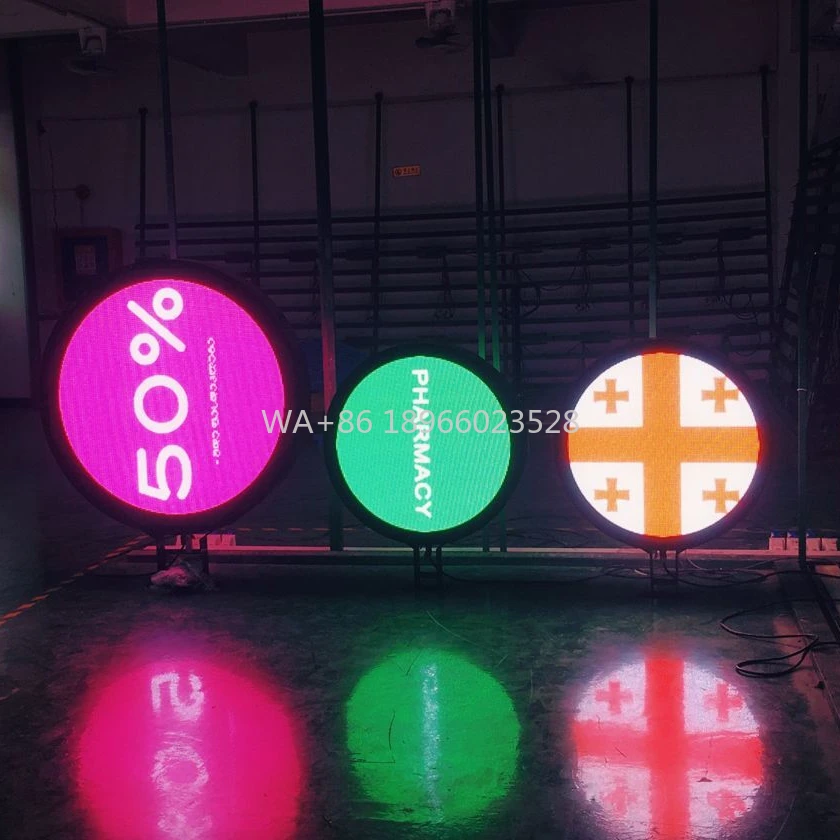 HCMLED P6 لافتة LED خارجية مزدوجة الجوانب تصميم العملاء شاشة LED أسطوانية للإعلانات المستديرة #1