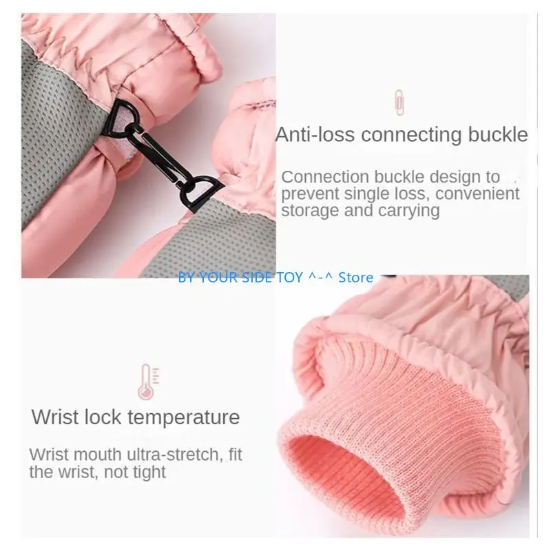 

2-5 Years Kids Winter Gloves Cartoon Print Ski Gloves Anti-slip Mittens U6XE