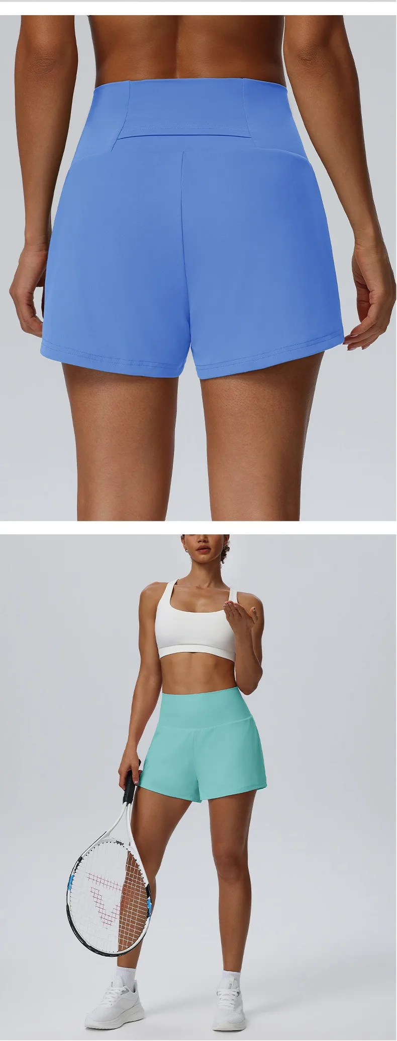 Women's Summer Loose Running Shorts 2-in-1Quick Dry Athletic Yoga Gym Shorts with Pockets Yoga Fitness Sports Shorts