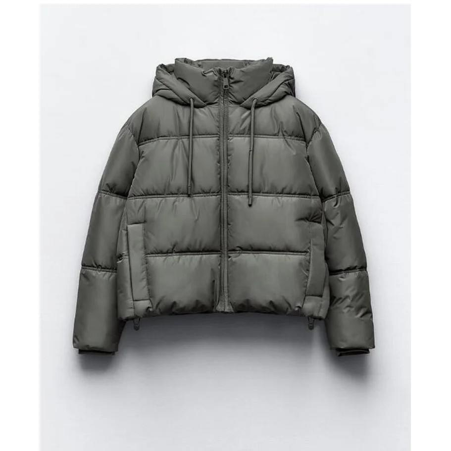 Jaet de algodón con capucha decorativa para mujer, ropa elástica azul con dobladillo cerrado, almacén de trabajo, Otoño Invierno, Faion