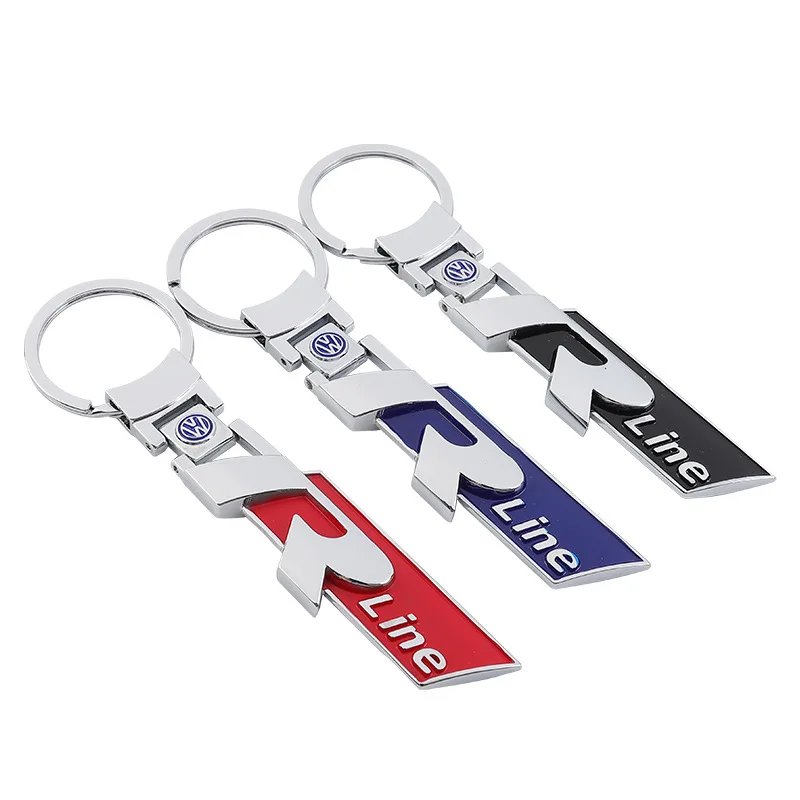 Rline Car Keychain Key Chain Auto Emblem Key Ring Accessories For Volkswagen R Polo GTI Golf Passat Magotan Tiguan Jetta CC Bora