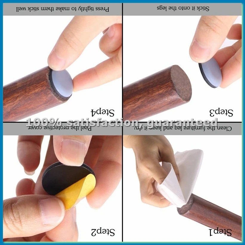 48Pcs 25mm Furniture Glides Self Adhesive Chair Leg PTFE Sliders for Furniture Easy (Round)-A07G