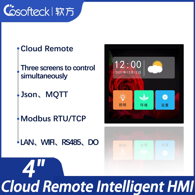 Cosofteck-C040A 4 inch 480*480 iot lcd smart hmi industrial touch screen C040A Modbus RTU TCP display RS485 port LAN MQTT JSON