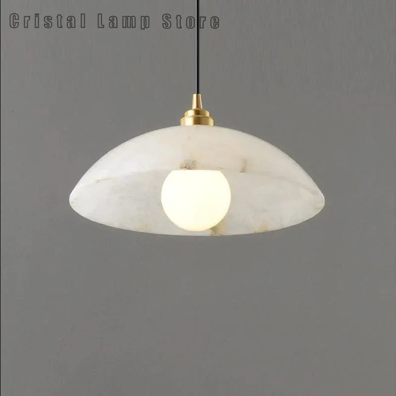 Nordic Style Design With A Simple Dome Alabaster Chandeliers Art Lamps Lighting Fixtures Modern Pendant Lamp Indoor chandeliers