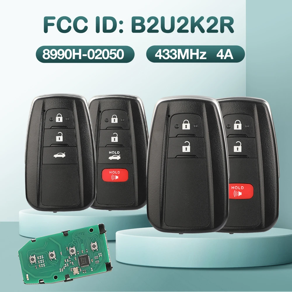 

jingyuqin FCC ID: B2U2K2R Remote Car Key 433MHz 4A HITAG AES NCF29A1M Chip For Toyota Corolla 2018-2022 P/N: 8990H-02050