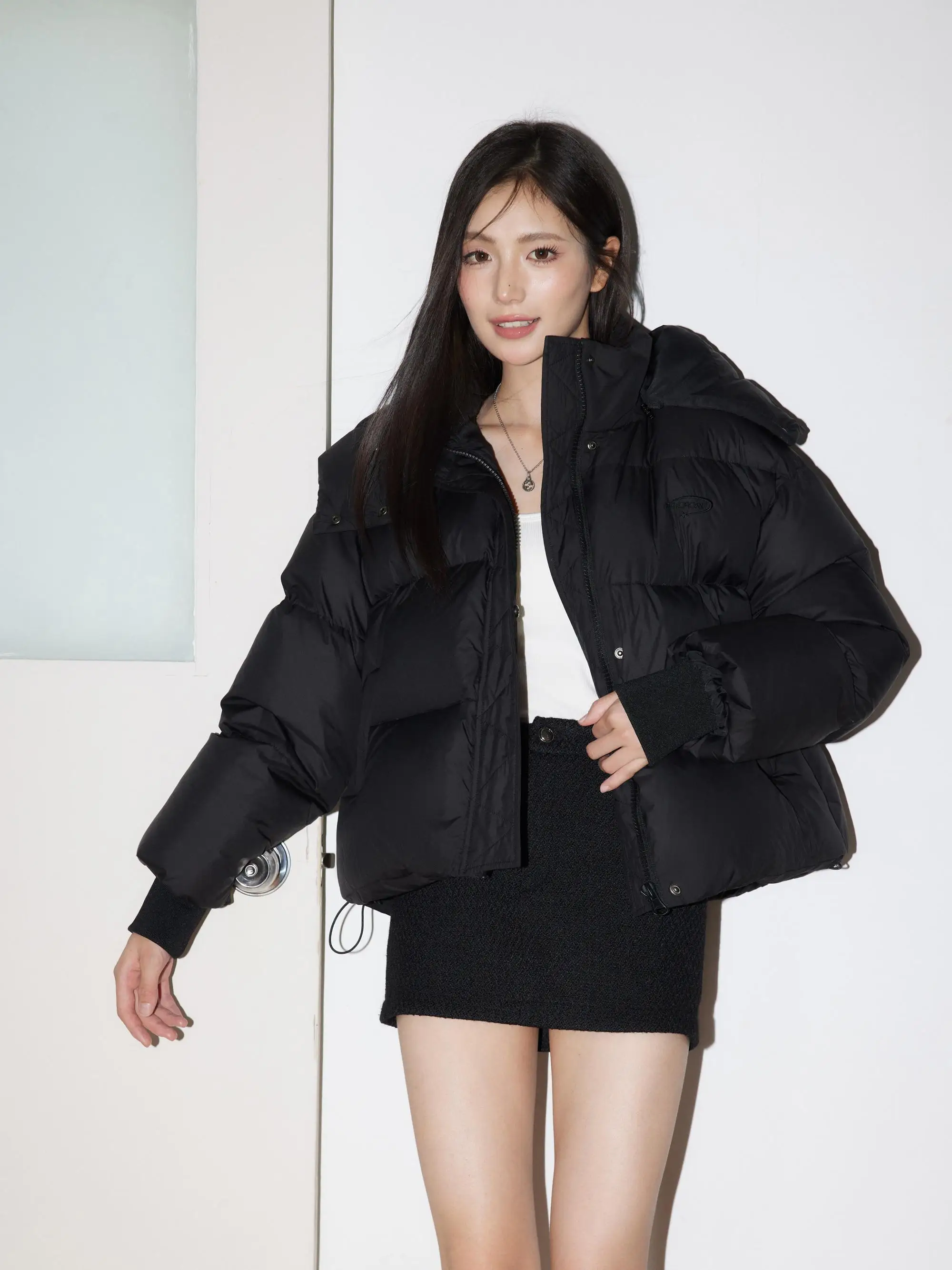 

AOAOSU Bla Ele Hooded ort Thiened Warm Women's down Jaet Bread Sle Commute Sle Du down Filling Winter Coat