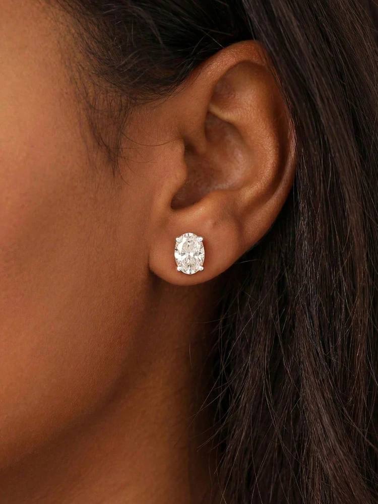 925 Sterling Silver Fashion Oval Zircon Earrings For Women Anniversary Party Daily Outfit Luxury High Quality Fine Jewelry