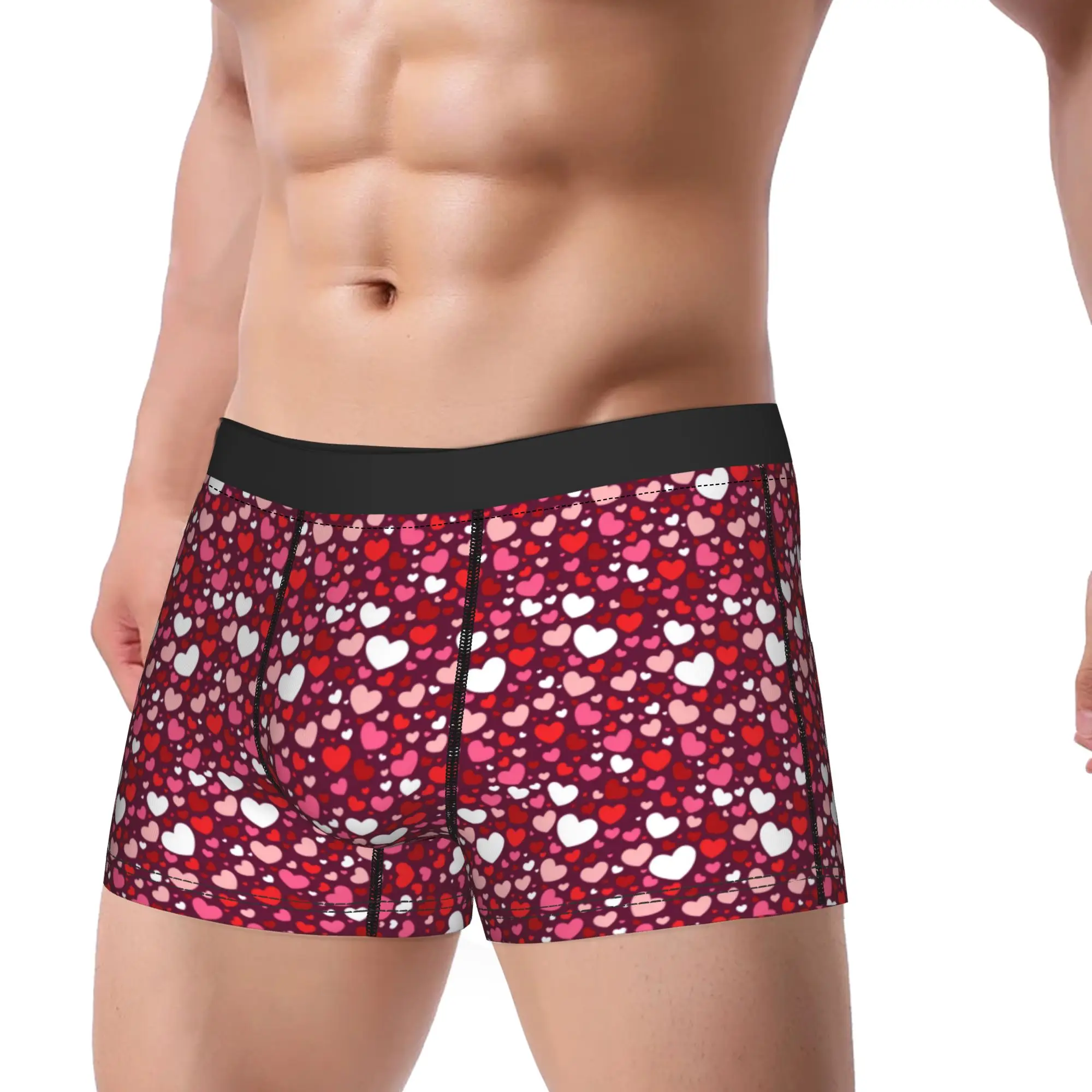 Valentine Hearts Seamless Pattern Shorts Briefs  Underwear Quality Man Classic Trunk Printing Oversize Panties