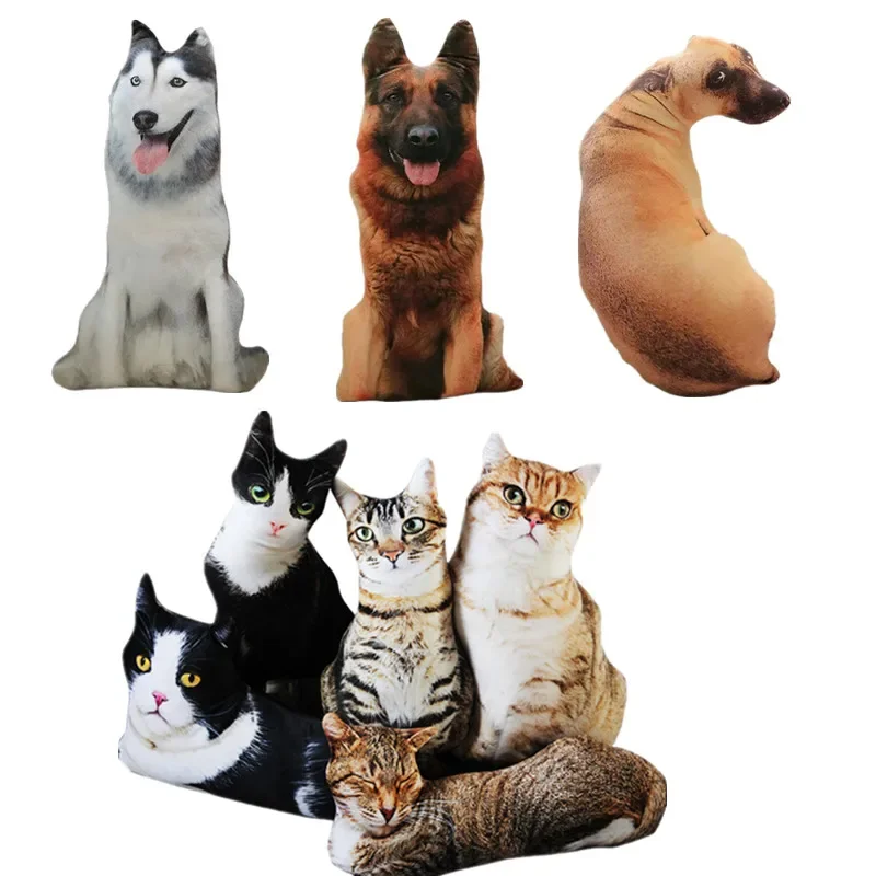 50cm Śliczny Realistyczny 3D Kot Pies Pluszowe Zabawki Wypchane Miękkie Zwierzę Lalka Symulacja Snu Poduszka Sofa Poduszka Home Decor Prezent