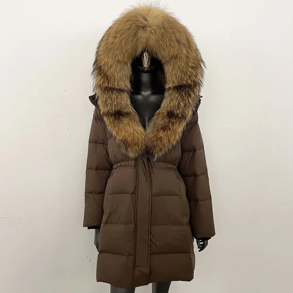 Natural Raccoon Fur Women Warm Real Fur Coat Female Winter Winter Duck Down Coat Reality Fur Coat Hooded Removable Puffer Jacket