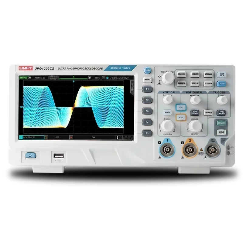 UNI-T UPO1102CS UPO1202CS 4-in-1 Phosphor Oscilloscope 2 Channel 100M 200MHz 1GSa Spectrum/Protocal Analyzer Multimeter Function