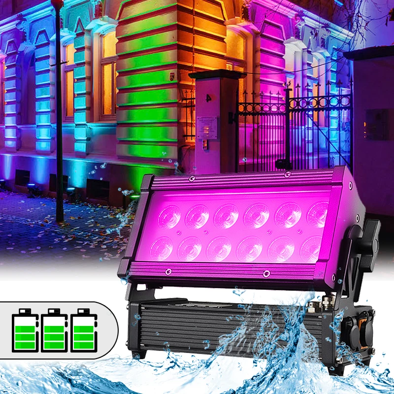 

Waterproof IP65 12*18w Battery Led City Color Light RGBWYP 6in1 Outdoor 12x18w Battery Led Wall Washer Light