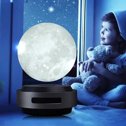 Levitating Moon Lamp Auto-Lifting Planet Lamp Magnetic Floating Luna Wood Table Lamp Floating Light