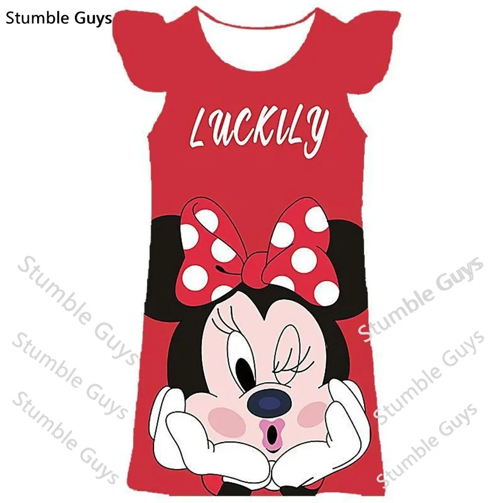 

Girls Cosplay Cartoon Costume Minnie Mouse Dress Kids Summer Short Sleeve Princess Dress Up Children Birthday Party 3D Clothing