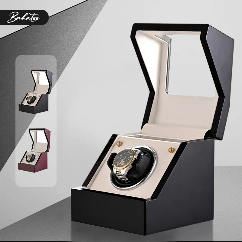 

Single Slot Watch Winder Piano Wood Touch Screen Box Dual Power Option Auto Stop on Lid Open Luxury Display Organizer Case
