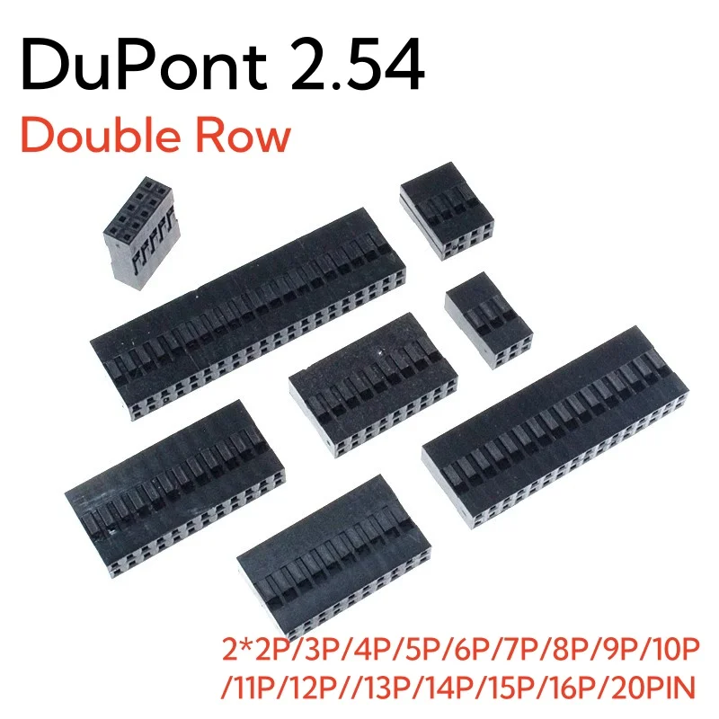 50PCS Hot Sale Dupont Plastic Shell 2.54mm Double Row Dupont Connector 2P/3P/4P/5P/6P/7P/8P/9P/10P 2*4pin/2*5pin Housing