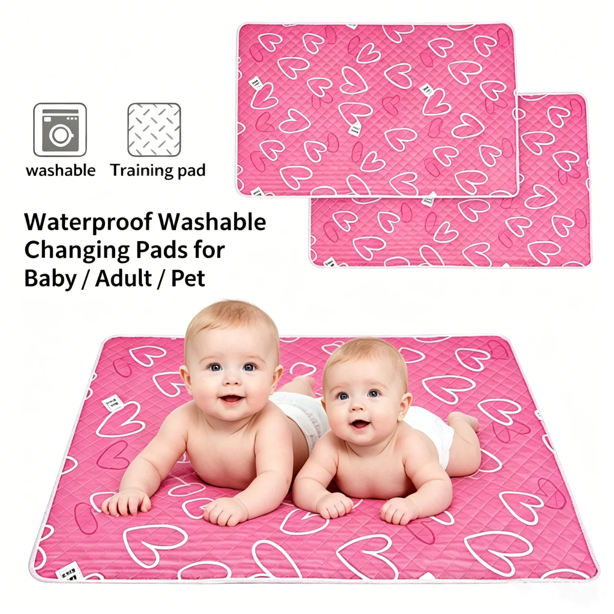 50/80/120 4 Layer Cartoon Dino Heart Diapering Mat Waterproof Washable Changing Pad for Night and Menstrual Protection Baby Care