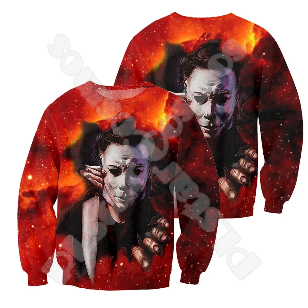 Halloween Cosplay Horror Thriller Movie Michael Myers Retro Vintage 3DPrint Pullover Harajuku Casual Funny Hoodies Jacket V18