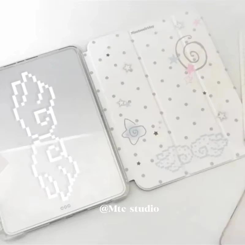Korean Ins Polka Dots Angel Wings Case For iPad Pro 11 12.9in 13 M4 M5 Case 9.7 10.2 5/6th 7/8/9 11th Mini Air 3 4 5 6 7 Cover