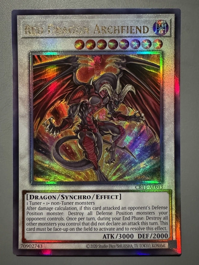

Yugioh KONAMI Duel Monsters CR11-AE013 Red Dragon Archfiend Ultimate Rare Asian English Collection Mint Card