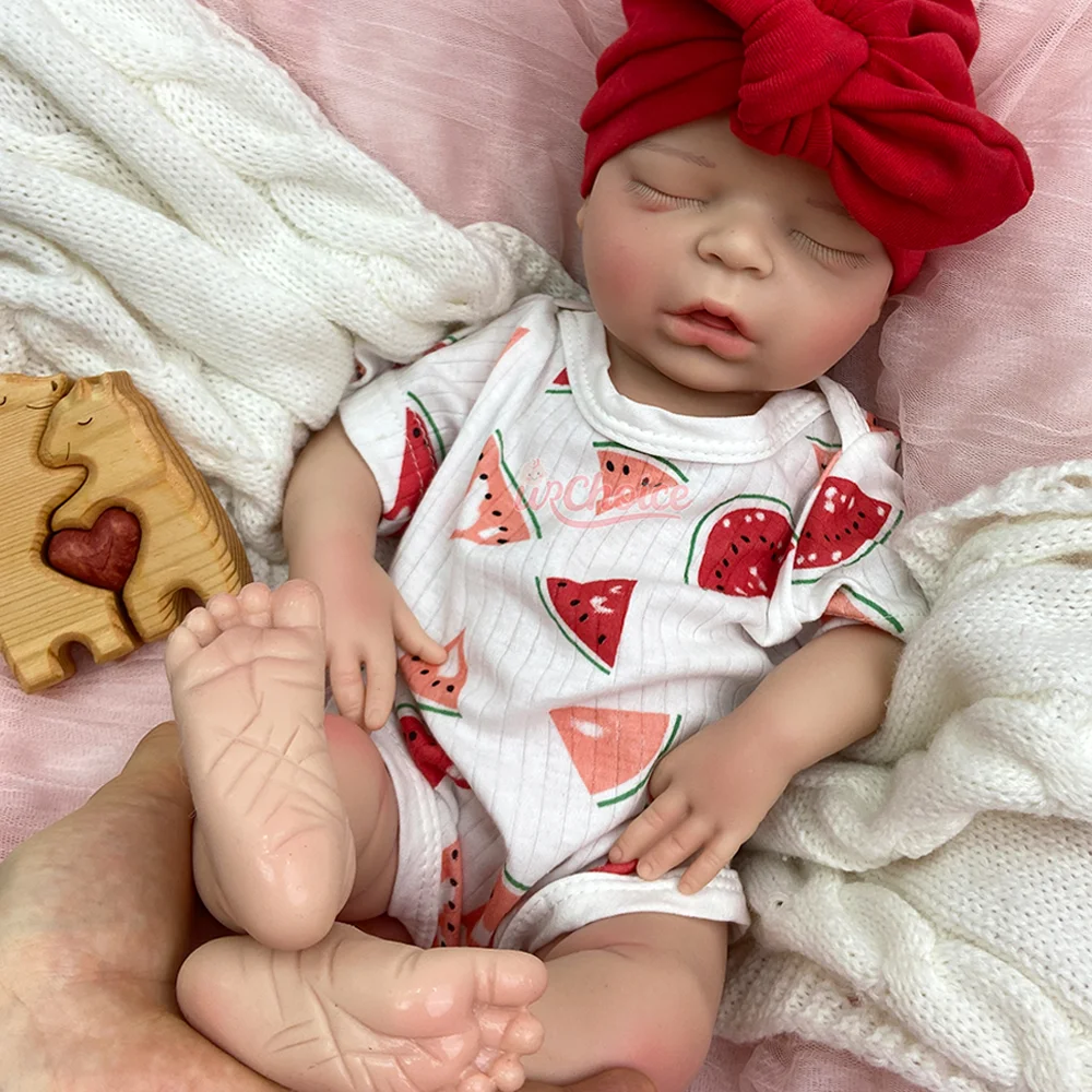 18" schlafende Neugeborene Bebe Mädchen voller weicher Silikon handgemachte wiedergeborene Babypuppe Ultra realistische Haut Touch Neugeborene Puppe Spanien Künstler