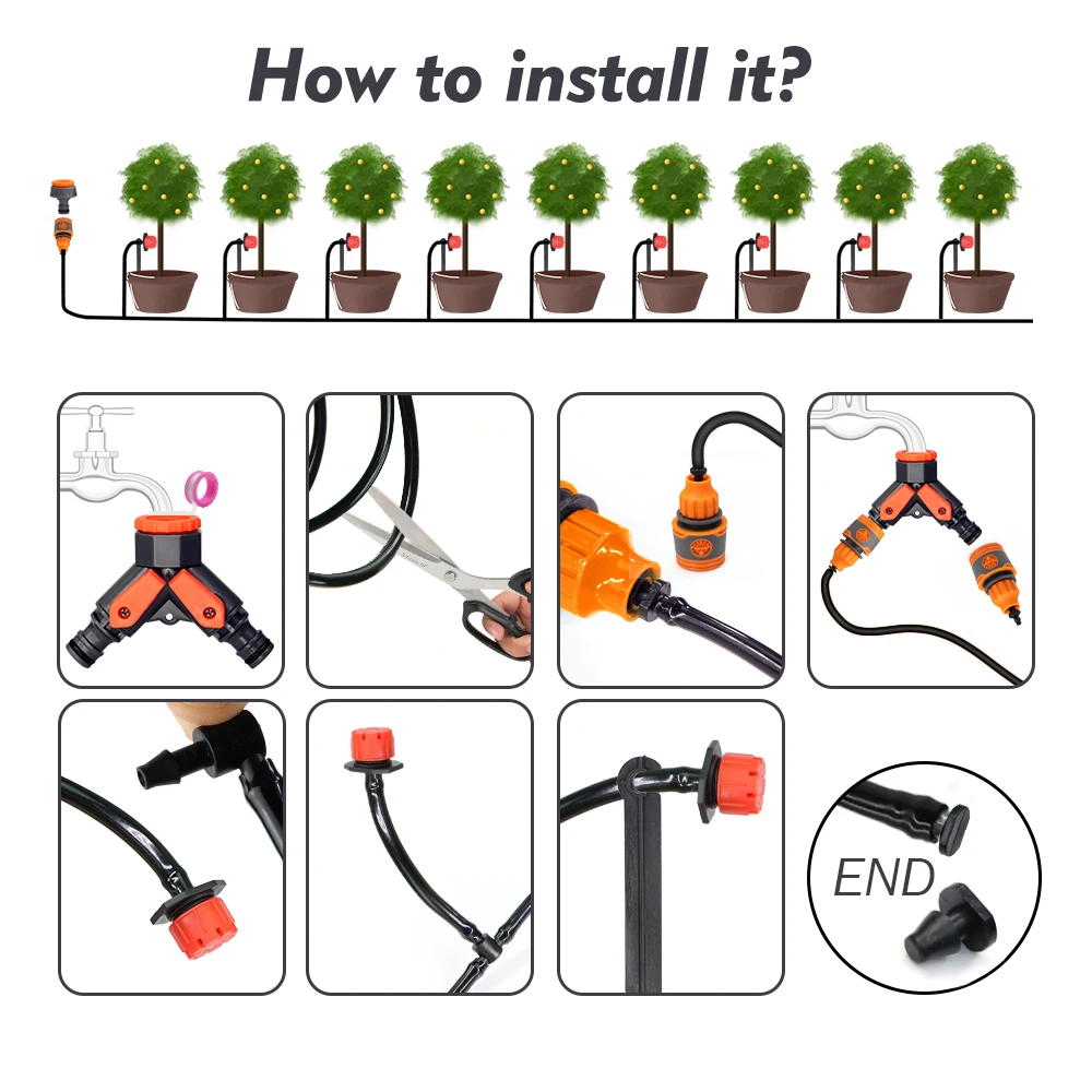 Imagem -05 - Smart Rain Sense Sistema de Rega de Mangueira Temporizador Bicos Ajustáveis Kit de Irrigação Automática por Gotejamento para Plantas de Jardim e Gramado mm mm M50m