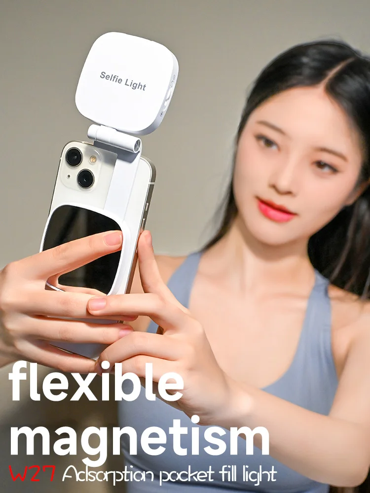 

ANLAIKE Magnetic Mini LED Light Built-in Mirrored Versatile Flip Design Portable Fill Light Phone Stand for Selfie Video Vlog